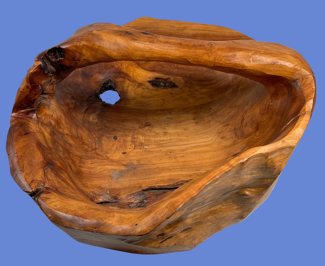 Oversized Olive Wood Root Bowl – Hand-Carved Decorative Centerpiece