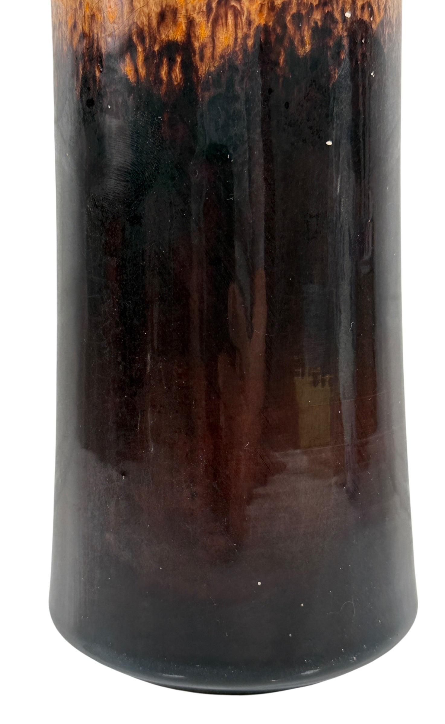 Vase en lave grasse orange et marron de style moderne du milieu du siècle par Scheurich, années 1970