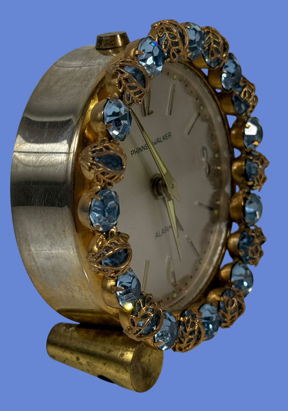 Réveil boudoir en strass bleu Phinney-Walker du milieu du siècle (Allemagne)