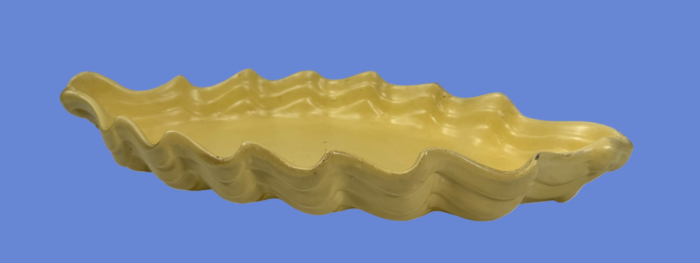 Jardinière en poterie Haeger du milieu du siècle – Bordure ondulée jaune 3343 USA