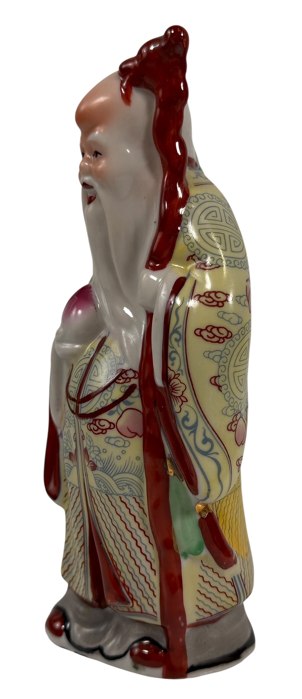 1940’s ANDREA BY SADEK Shou Xing Statue Chinese God of Longevity Peach & Staff