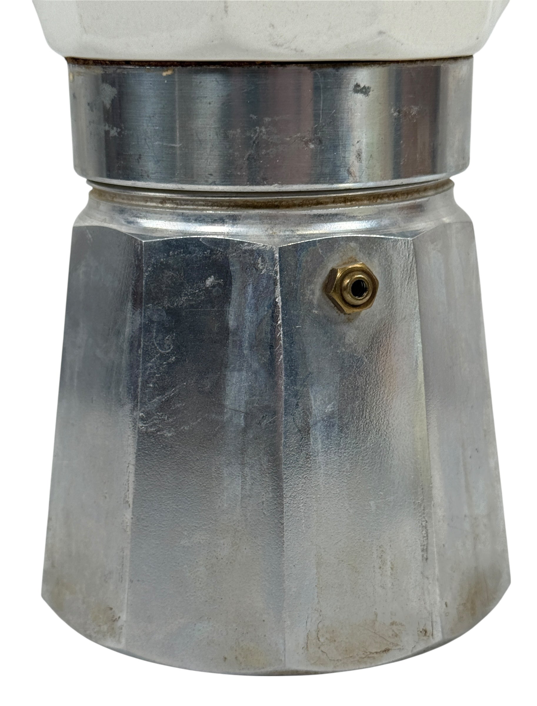 Cafetière italienne vintage avec couvercle en porcelaine et motif rose violette