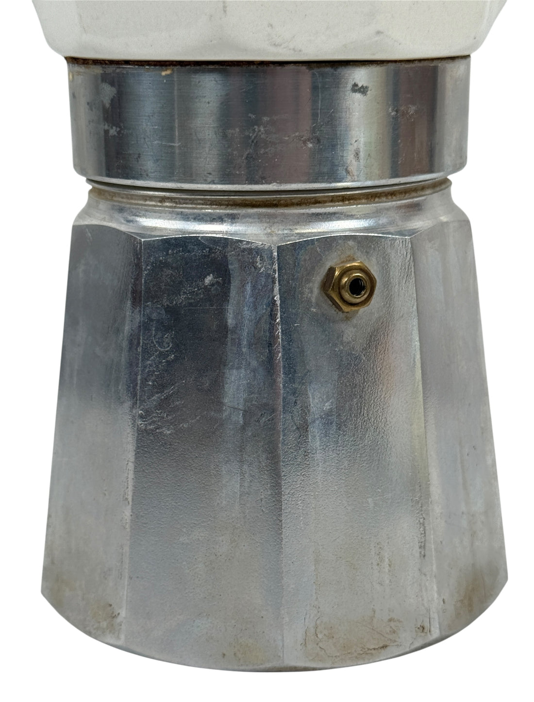 Cafetière italienne vintage avec couvercle en porcelaine et motif rose violette