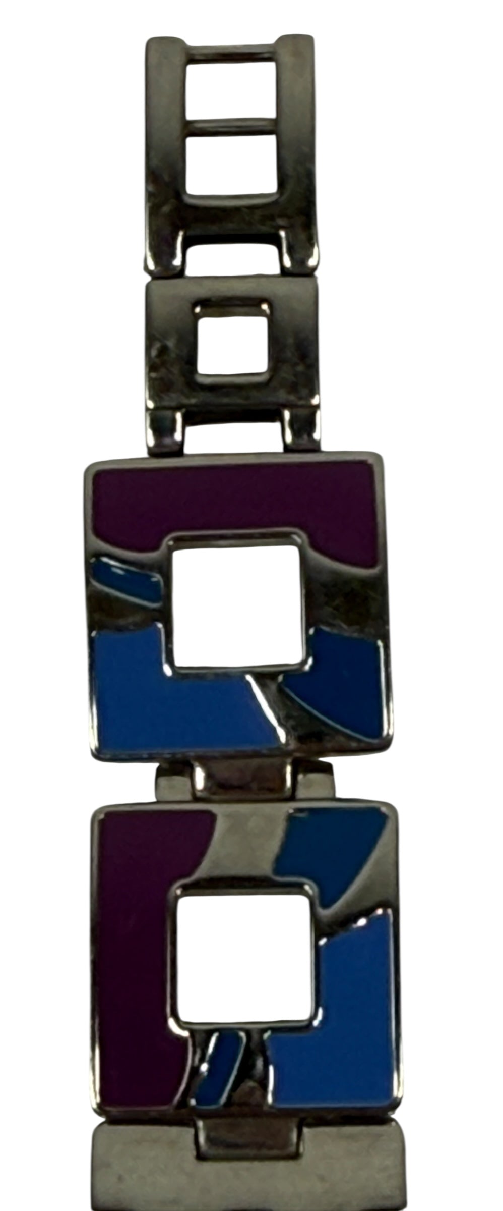 Montre-bracelet carrée vintage Swatch en émail – Bleu et violet