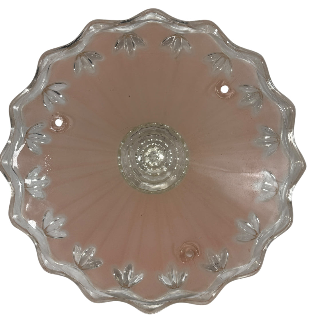 Abat-jour de plafond vintage en verre pressé – Motif pétales givrés et transparents – Luminaire à 3 chaînes (10 à 12 po)