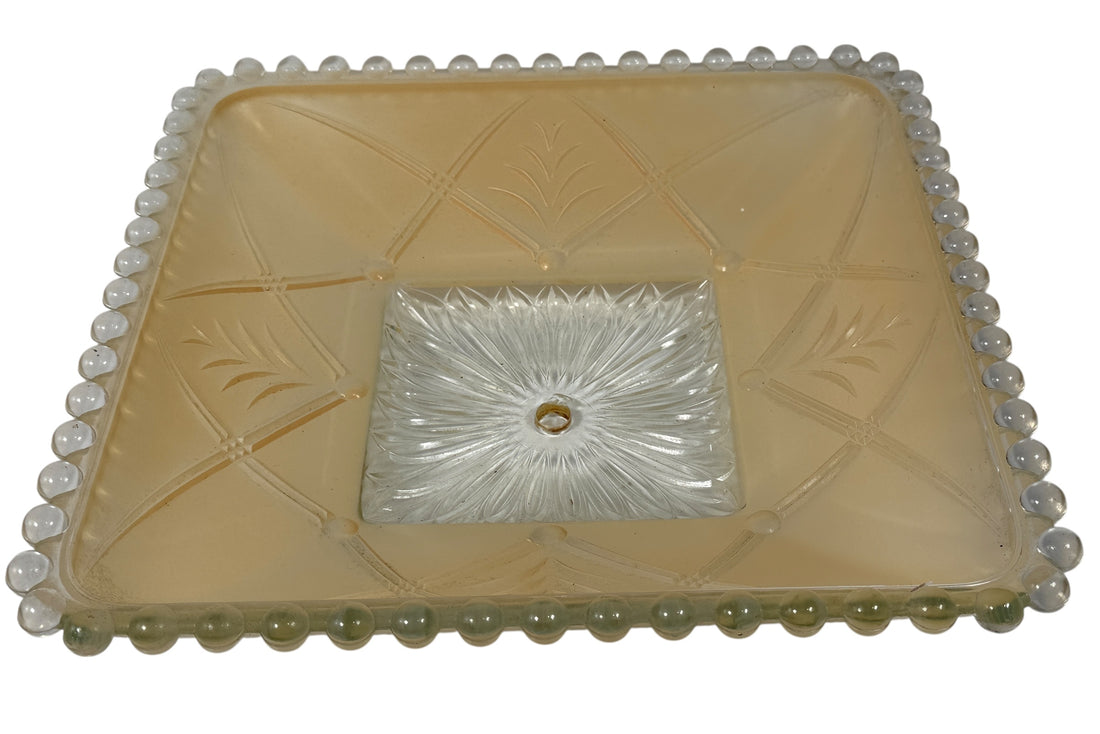 Mid-Century Frosted Glass Ceiling Shade – Beaded Edge