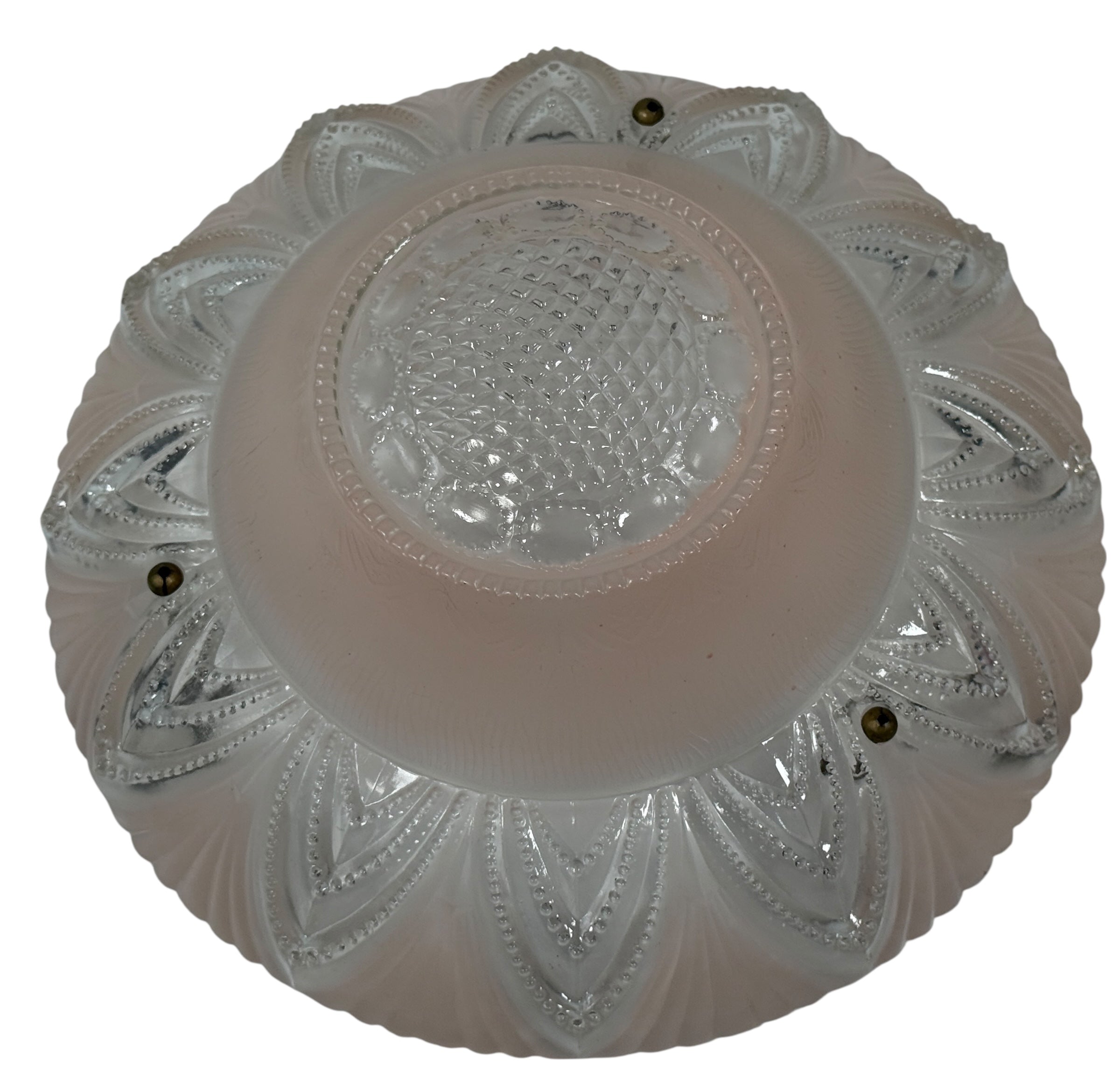 Abat-jour de plafond Art déco en verre dépoli rose – années 1930