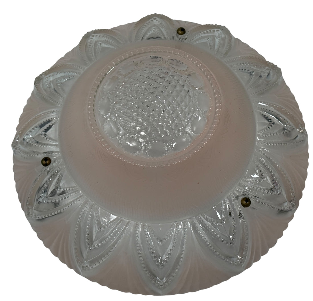 Abat-jour de plafond Art déco en verre dépoli rose – années 1930