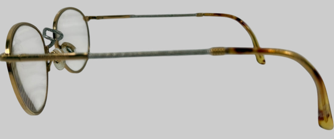 Vintage Mario Cesco Eyeglasses – 22K Gold Plated Round Frames with Braided Temples