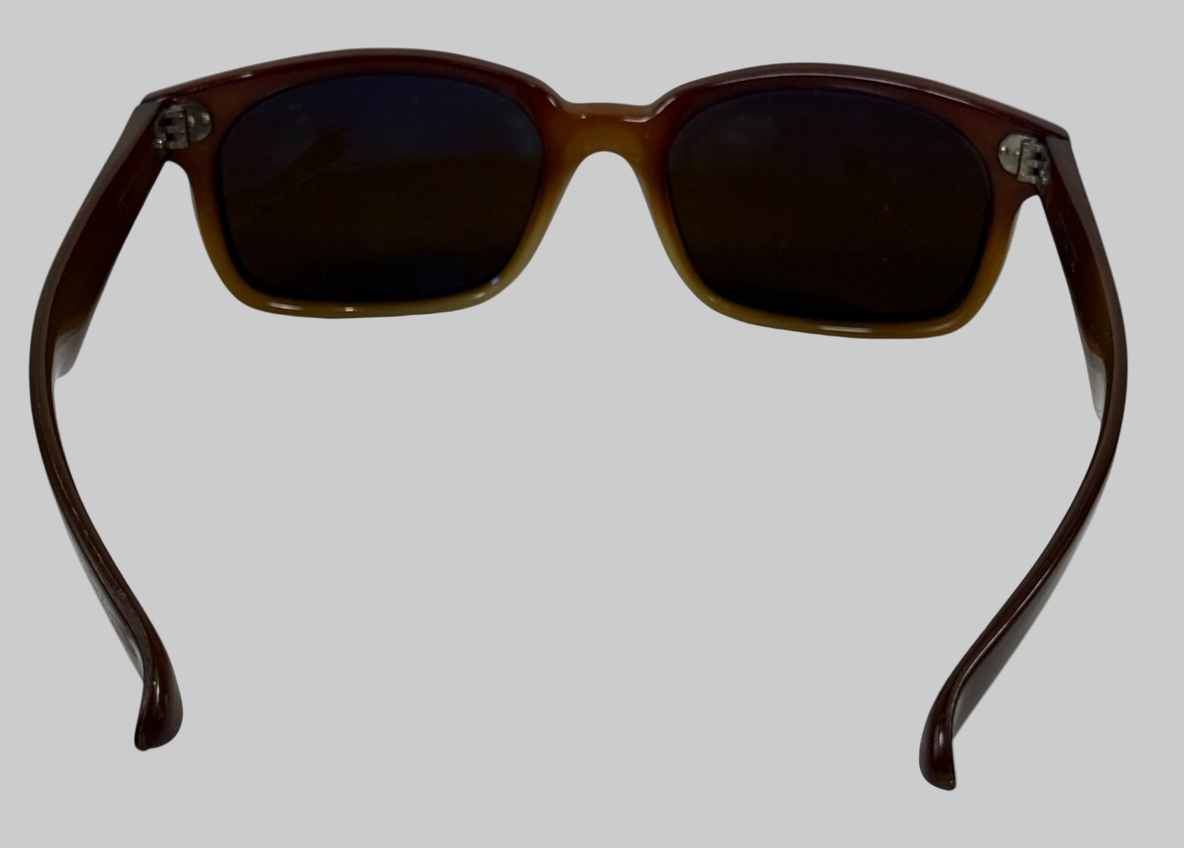 Vintage Pouilloux Sunglasses with Case – Amber Acetate Frame, P Logo Hinges, Made in France