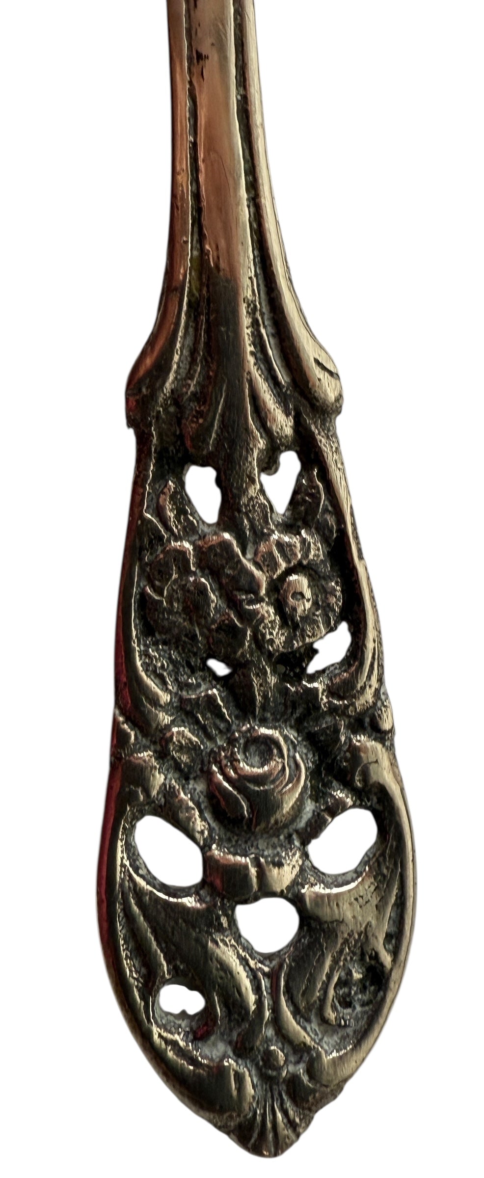 Pelle à pâtisserie percée en argent 800, style européen ancien, 47 g, motif floral rococo