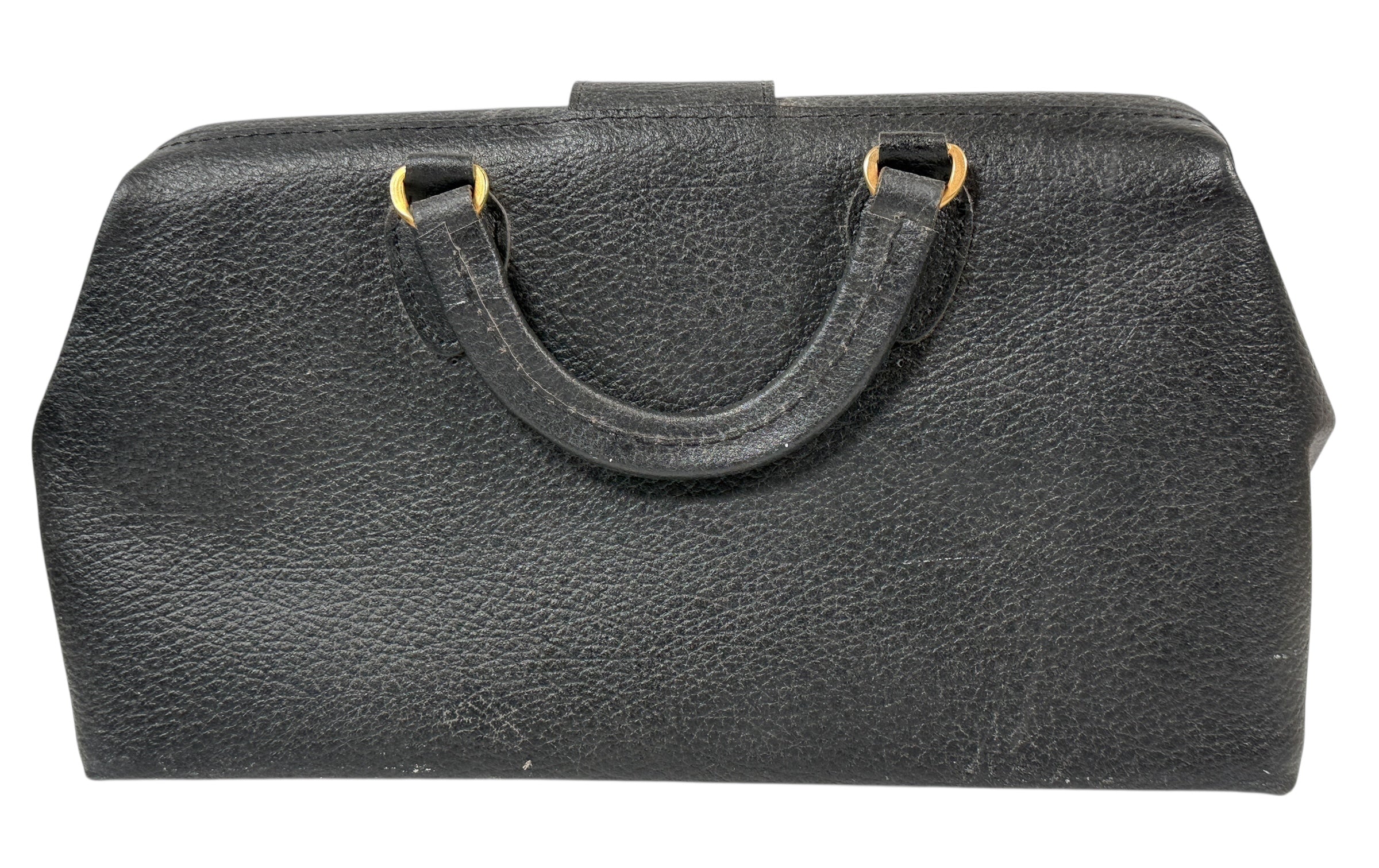 Sac de médecin vintage Almedic en cuir noir – Fermoir en laiton