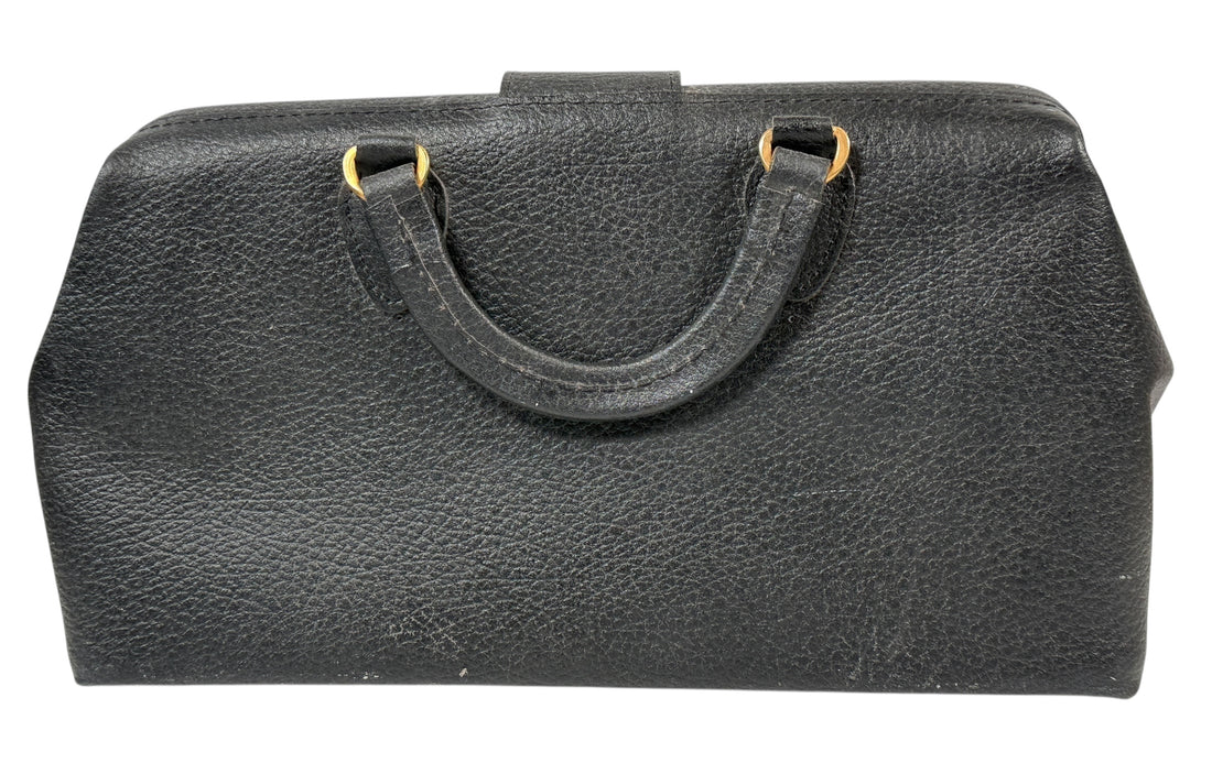 Sac de médecin vintage Almedic en cuir noir – Fermoir en laiton
