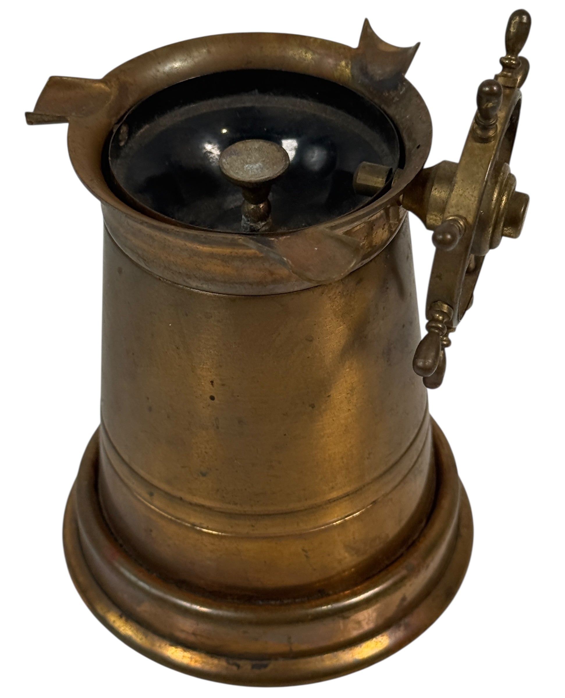 Cendrier vintage en laiton en forme de roue de bateau – Plateau rotatif nautique