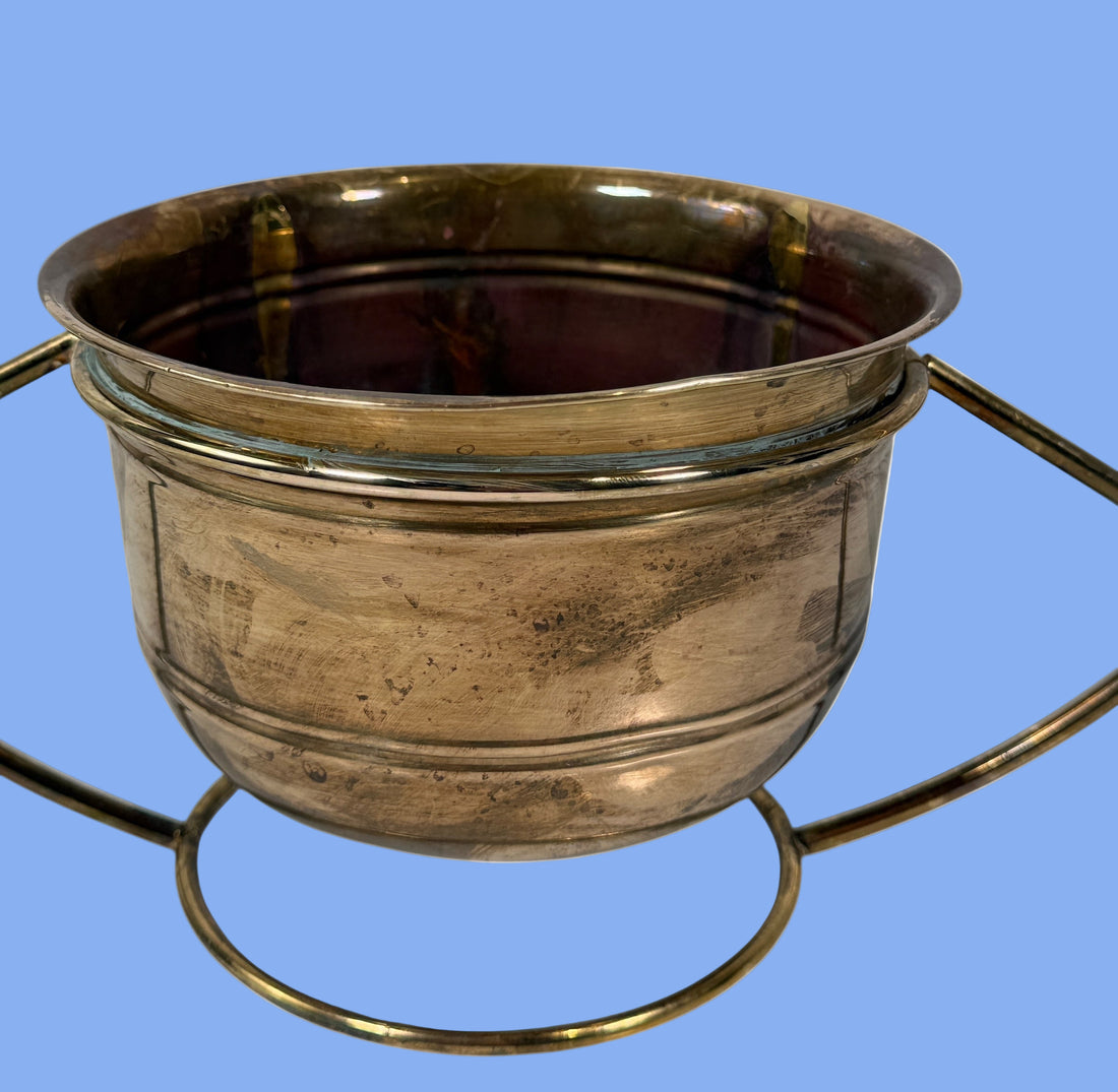 Vintage Mid-Century Brass Ring Planter – Made in India