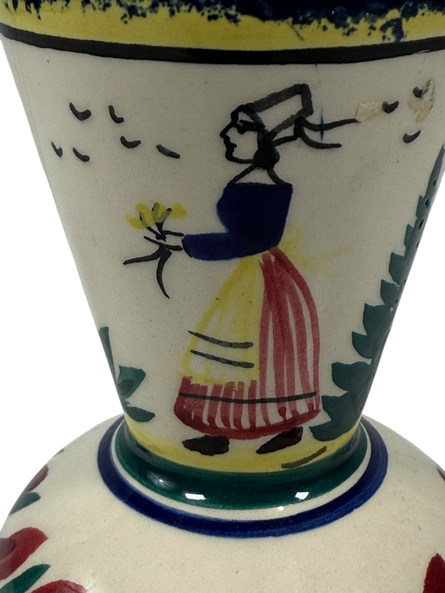 Vintage HB Henriot Quimper Faïence Vase – Décor D201 Forme F101
