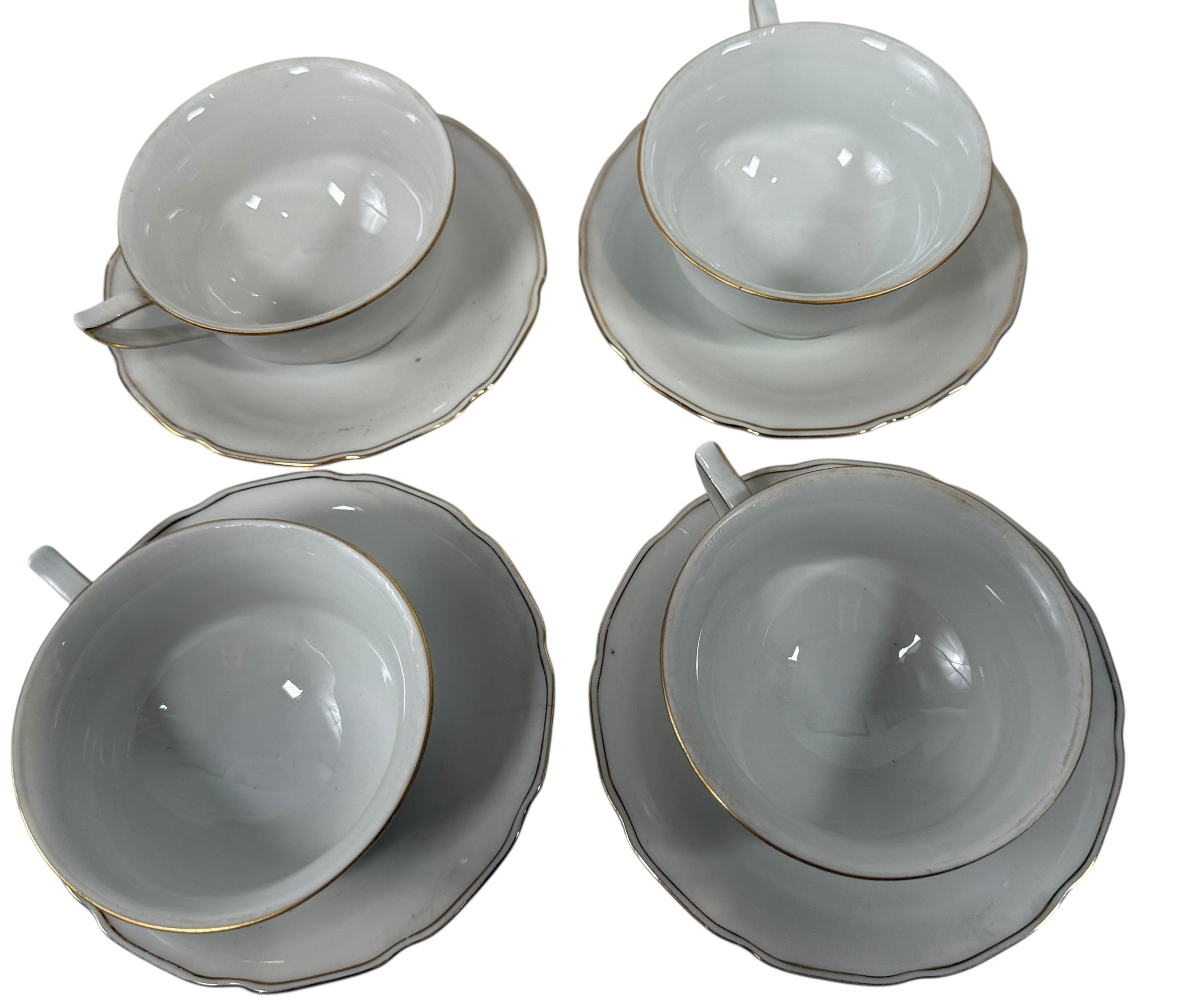 Vintage Bohemia Czechoslovakia Gold-Rim Cups & Saucers – Set of 4