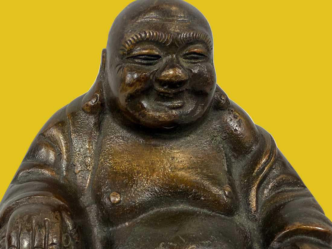  Solid Bronze Laughing Buddha Statue 