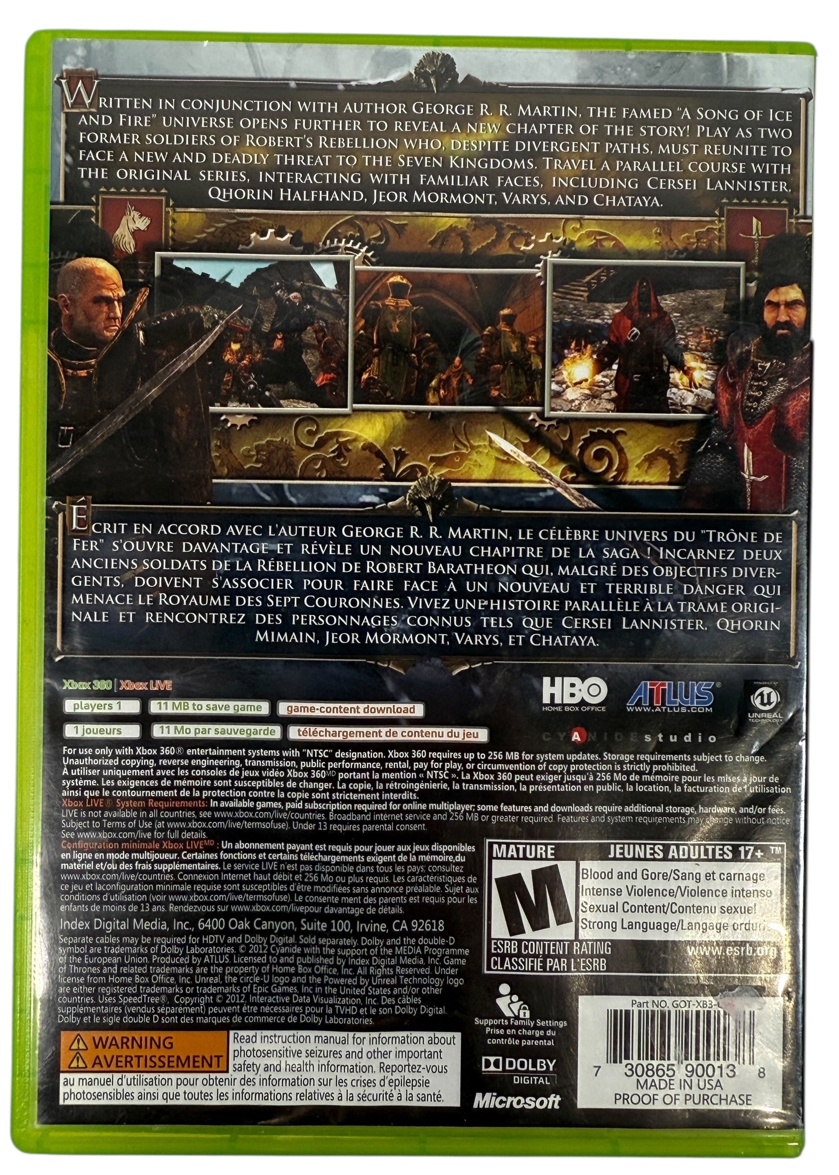 Game of Thrones Xbox 360 – Complete CIB RPG