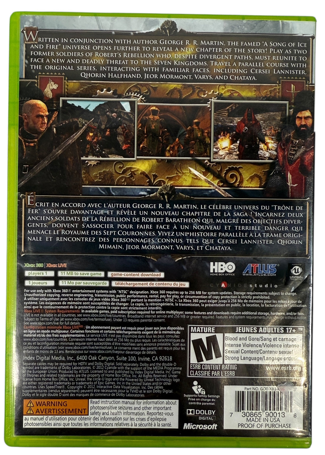 Game of Thrones Xbox 360 – Complete CIB RPG