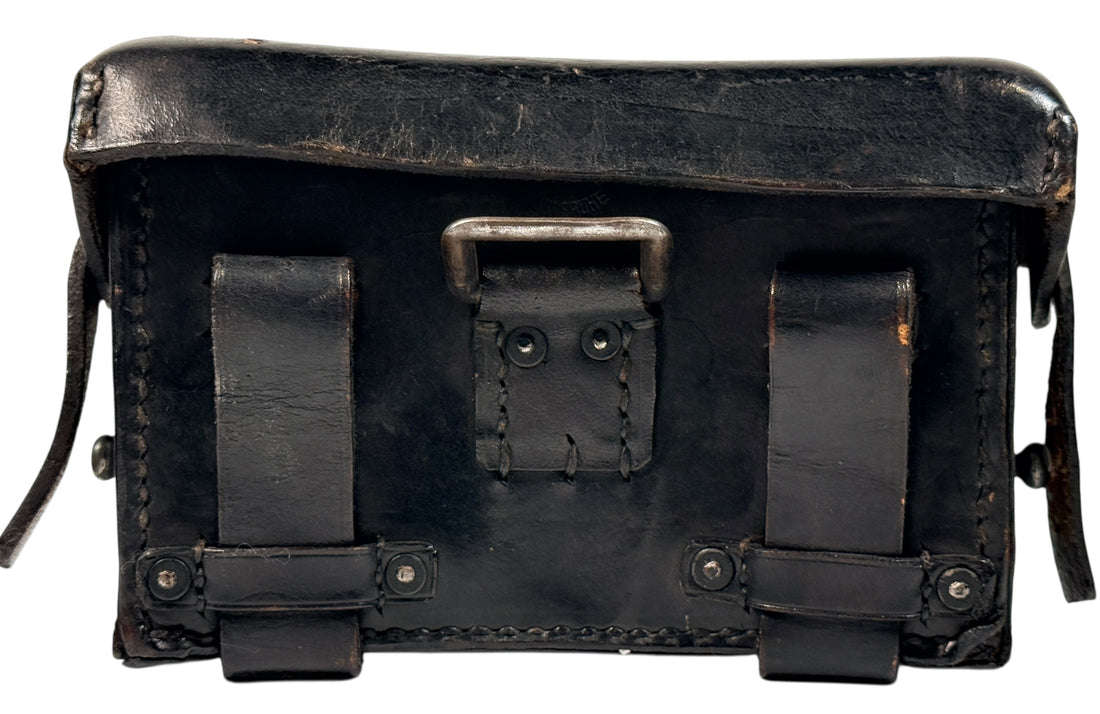 WWII German Leather Medical Pouch with Printed Contents Label