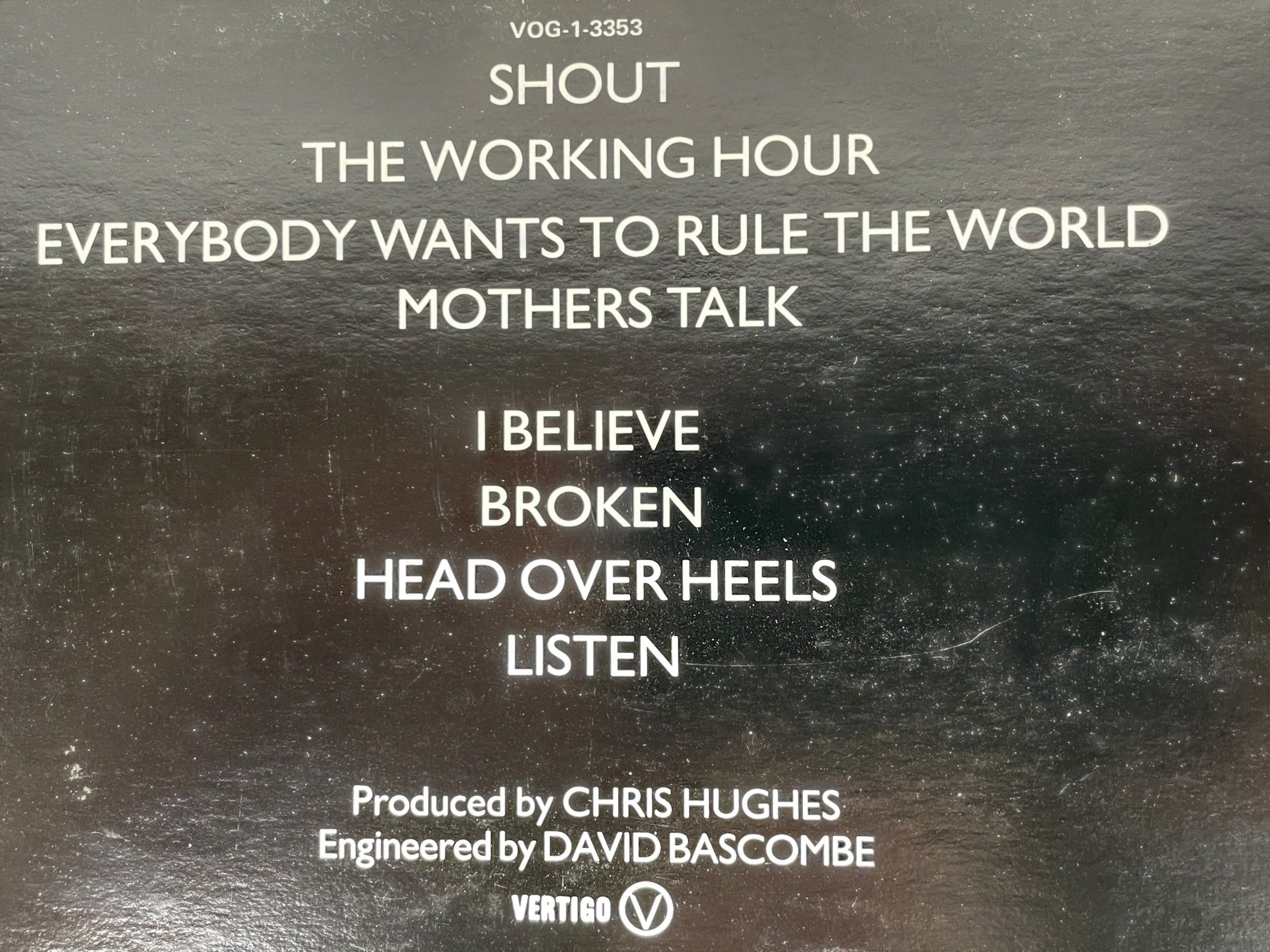 Tears for Fears – Songs from the Big Chair (LP 1985, Canada) Pochette : NM - Album NM