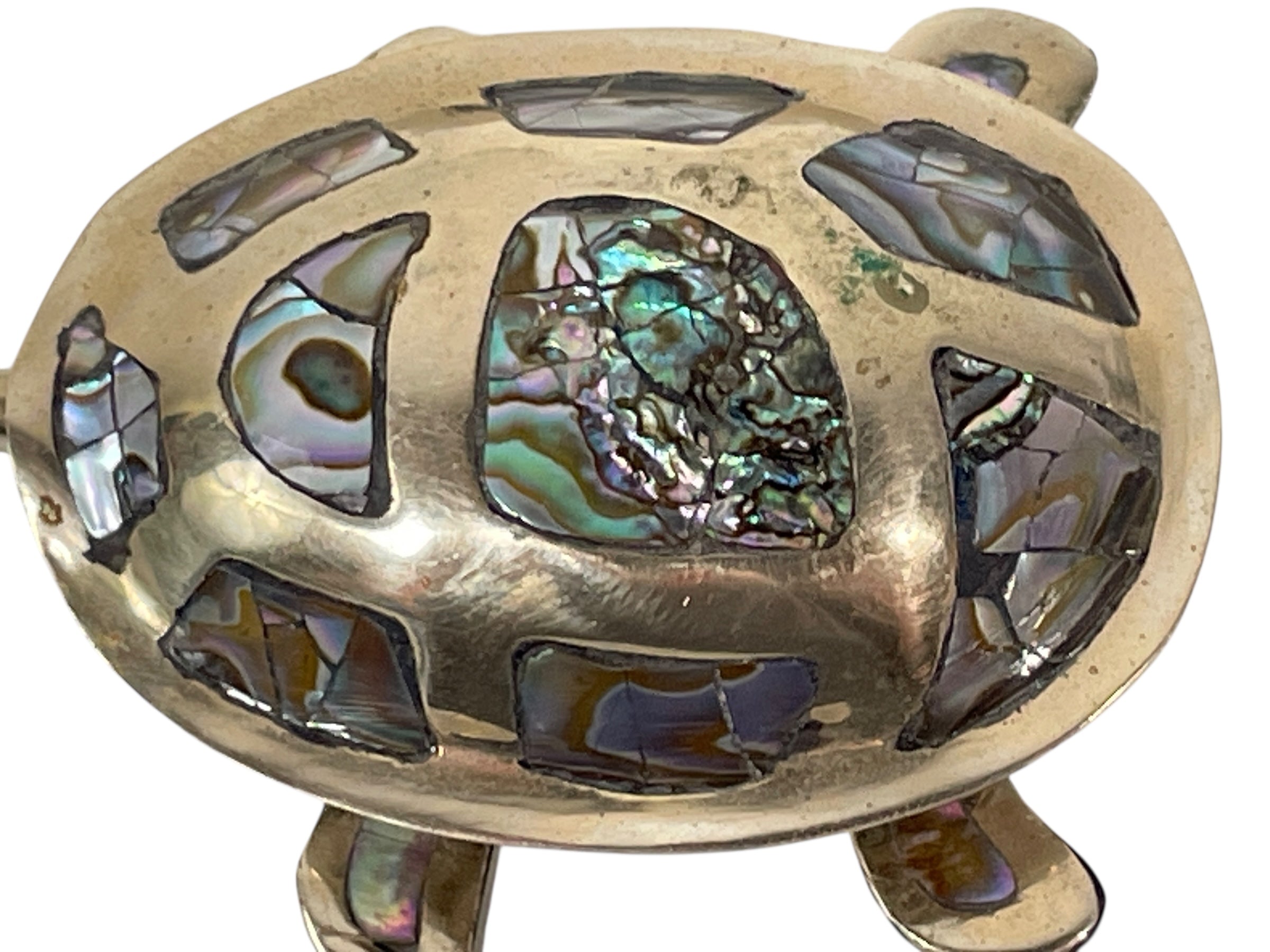 Small Turtle Box – Silver & Abalone Shell, Mexico – 7 × 4.5 cm