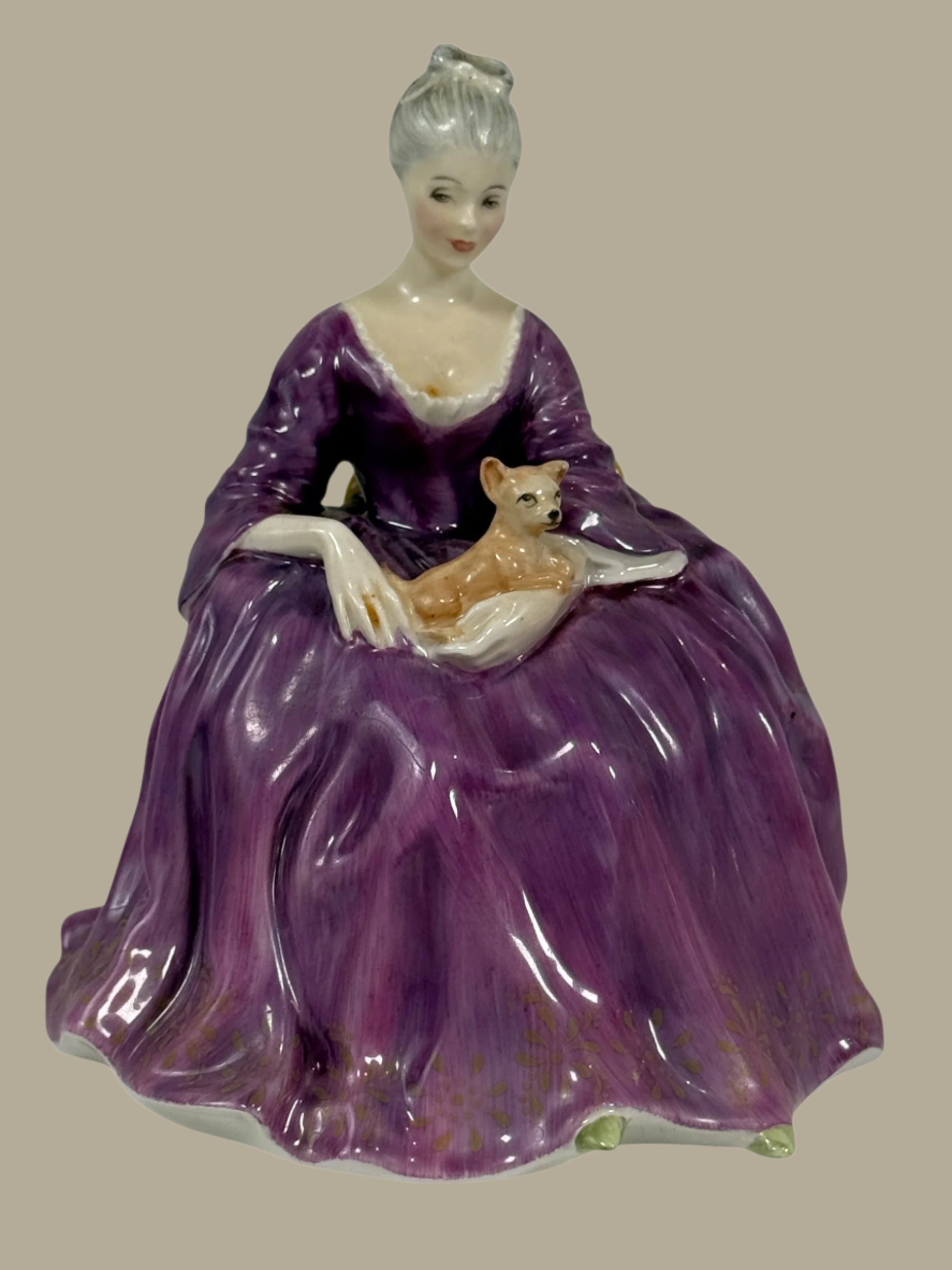 Royal Doulton “Charlotte” Figurine HN2421 – Lady with Dog – 1972–1986