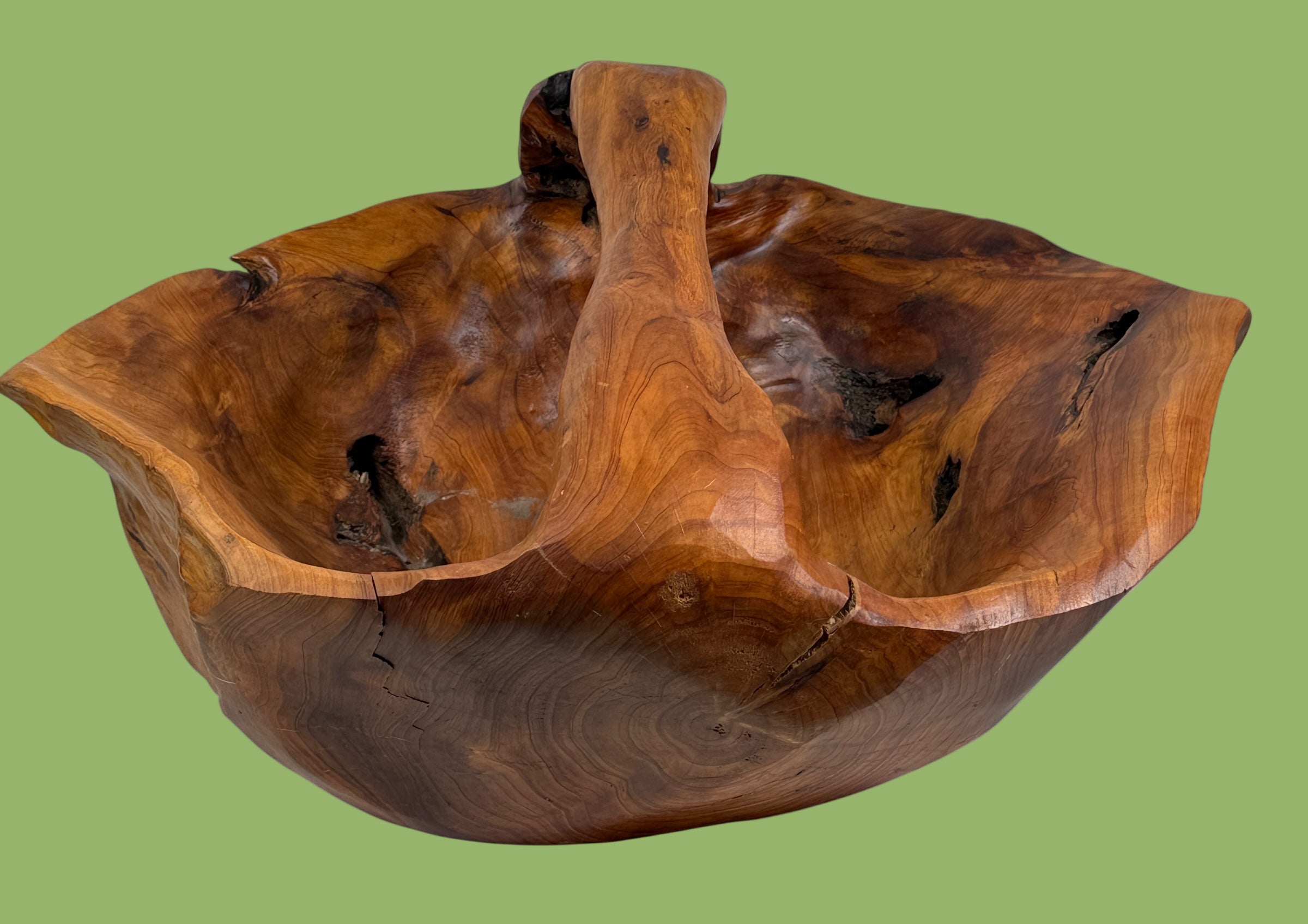 Oversized Olive Wood Root Bowl – Hand-Carved Decorative Centerpiece