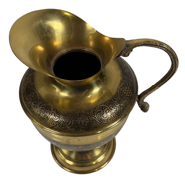 Vintage Hand-Engraved Brass Ewer Pitcher – Middle Eastern Decor, 1950s–1970s