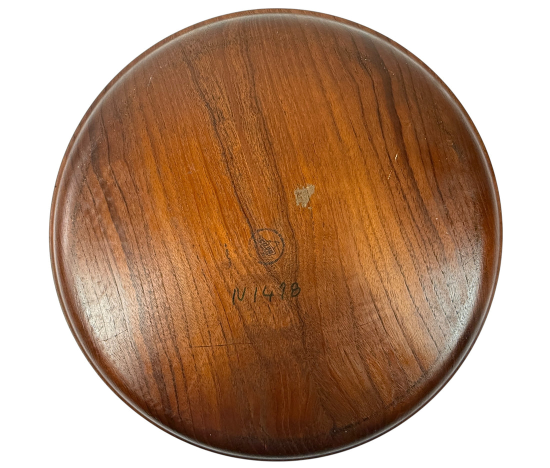 Assiette en teck Silva Sweden du milieu du siècle – Modèle A66, diamètre 18 po.