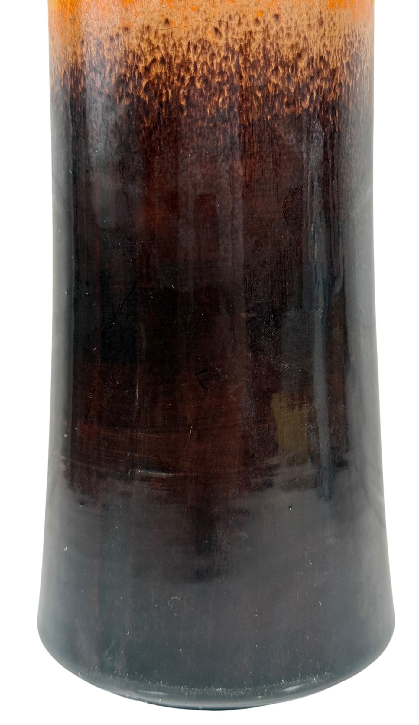 Vase en lave grasse orange et marron de style moderne du milieu du siècle par Scheurich, années 1970