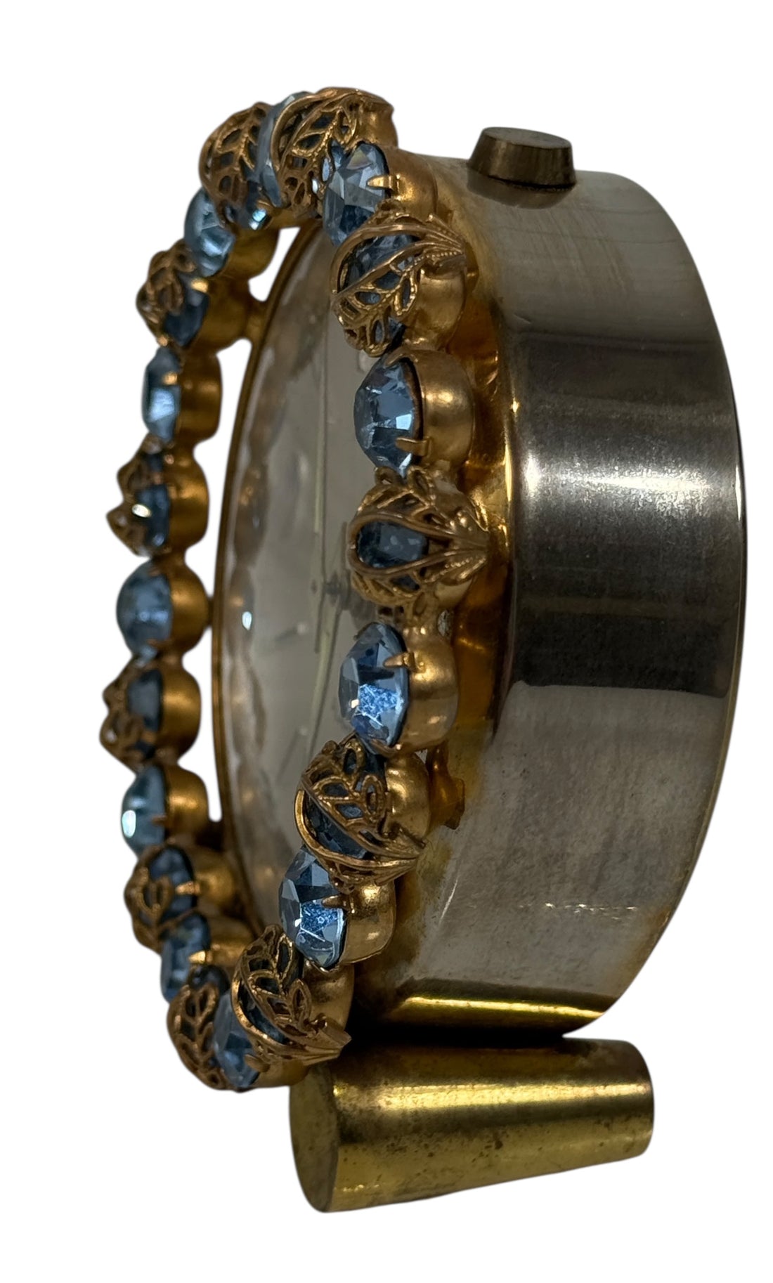 Réveil boudoir en strass bleu Phinney-Walker du milieu du siècle (Allemagne)