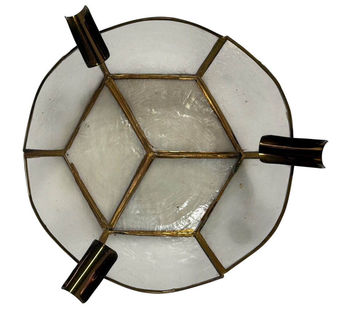 Vintage Capiz Shell & Brass Ashtrays – Set of 3 – Mid-Century Modern