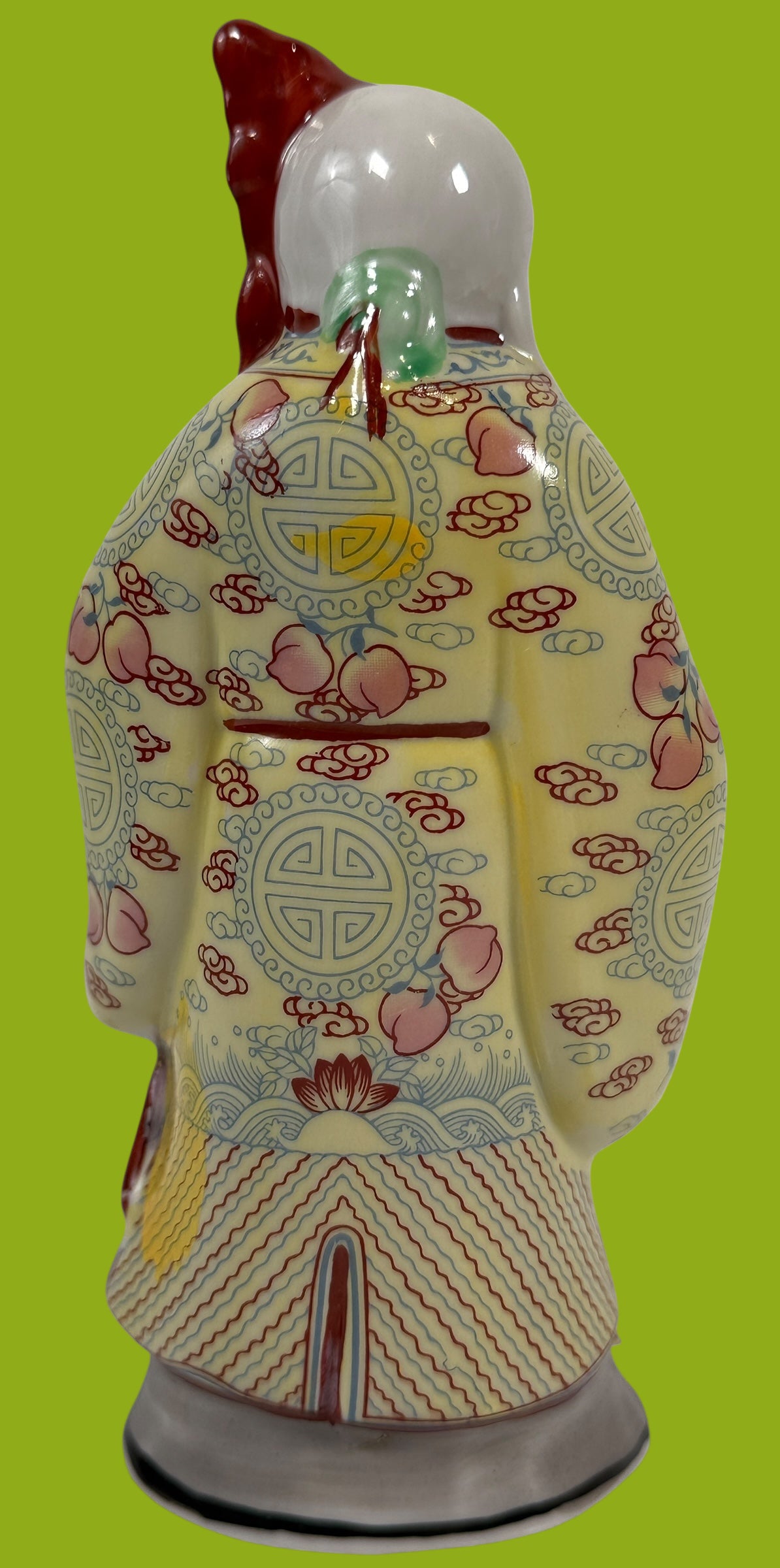 1940’s ANDREA BY SADEK Shou Xing Statue Chinese God of Longevity Peach & Staff