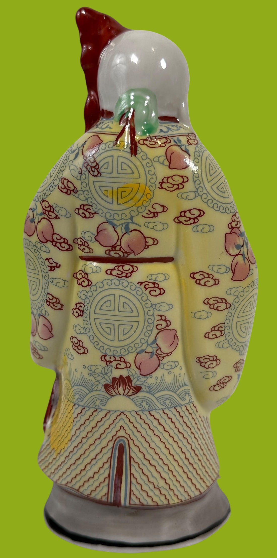 1940’s ANDREA BY SADEK Shou Xing Statue Chinese God of Longevity Peach & Staff