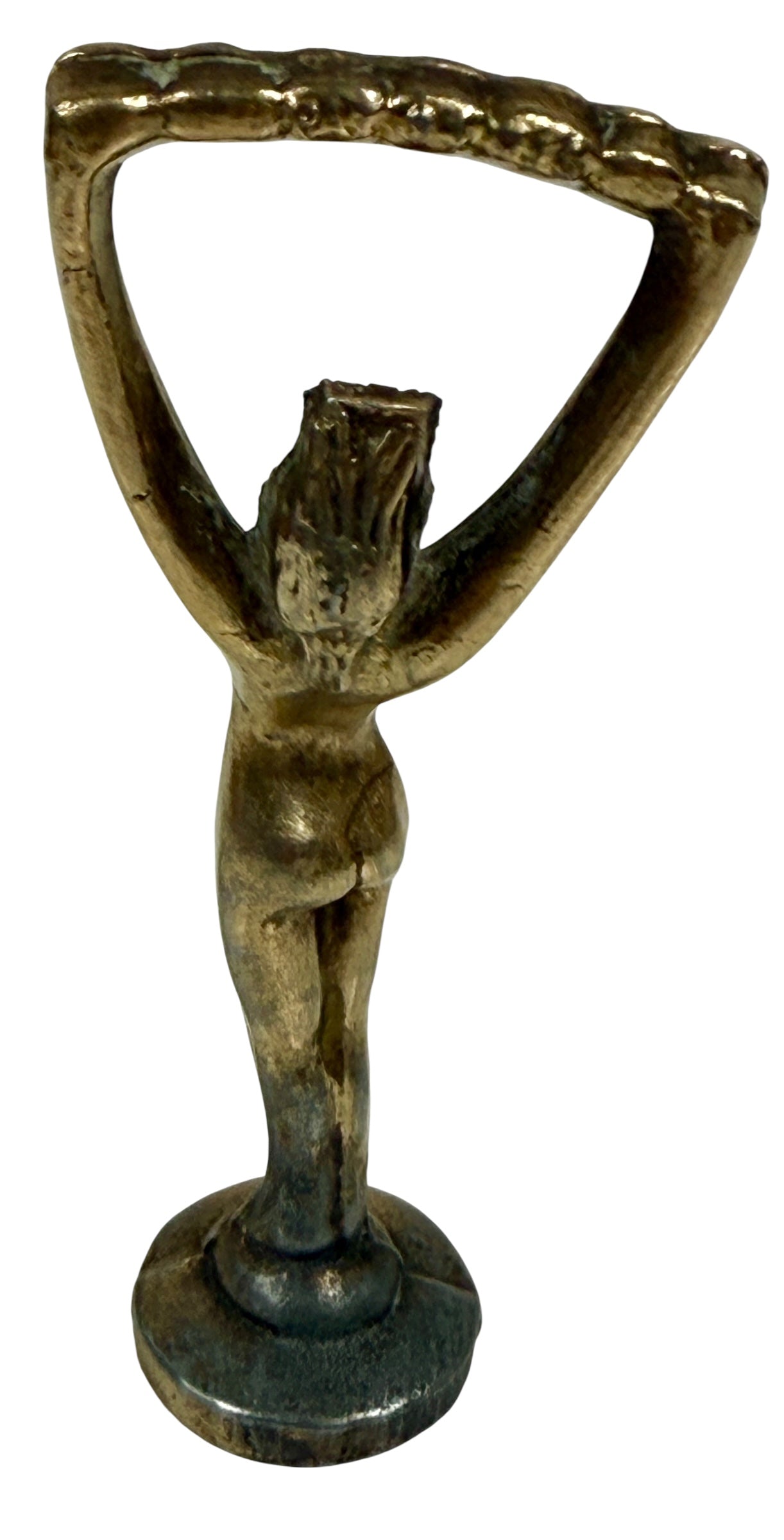 Décapsuleur en laiton du milieu du siècle, souvenir de femme nue, fabriqué au Canada