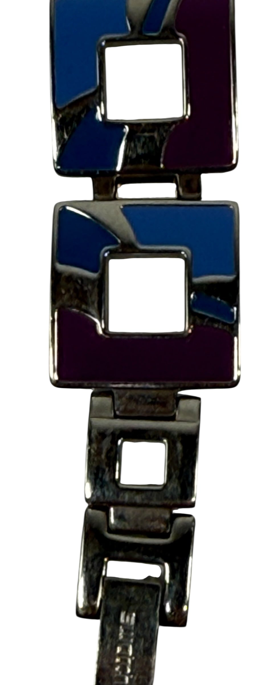 Montre-bracelet carrée vintage Swatch en émail – Bleu et violet