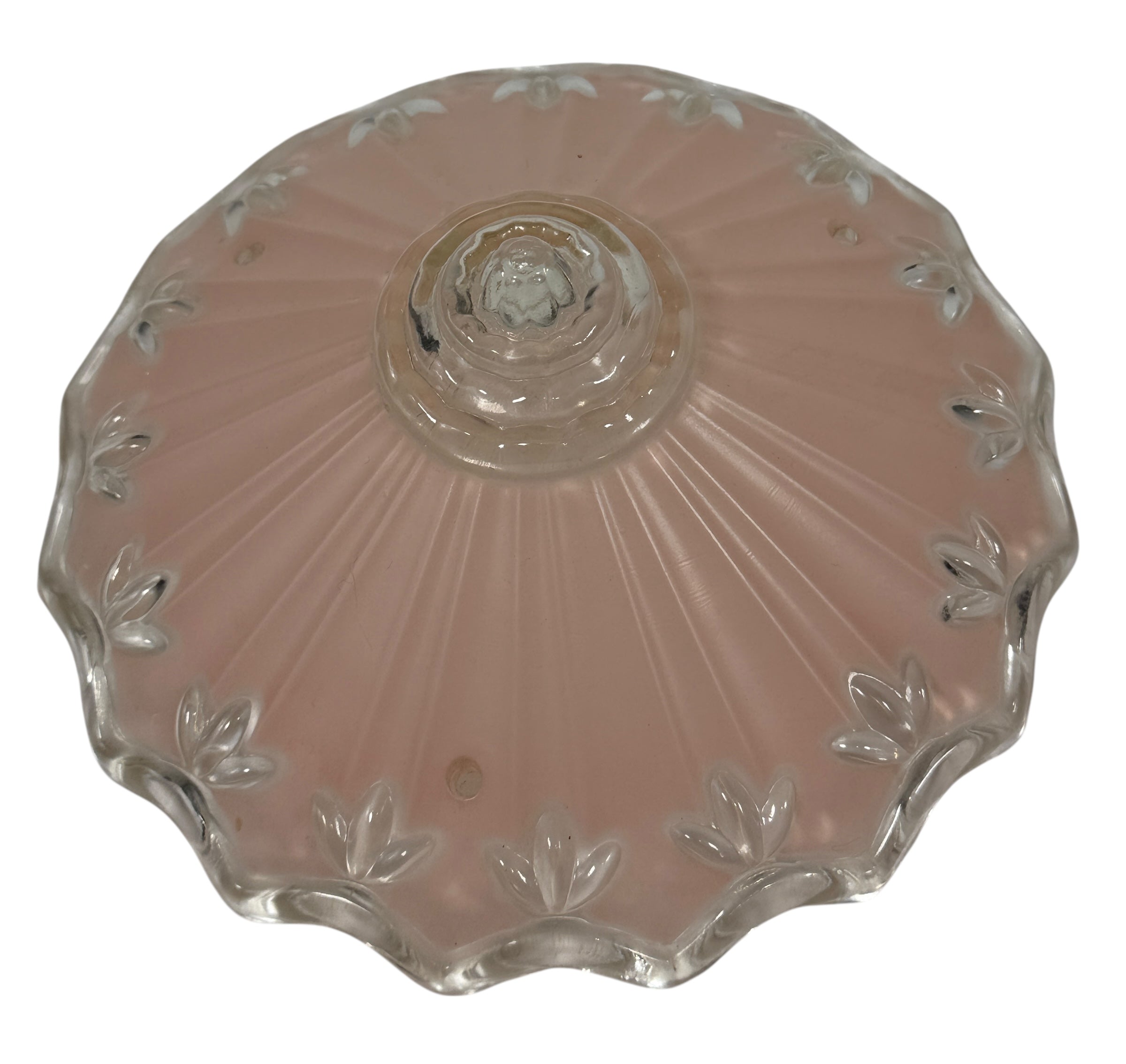 Abat-jour de plafond vintage en verre pressé – Motif pétales givrés et transparents – Luminaire à 3 chaînes (10 à 12 po)
