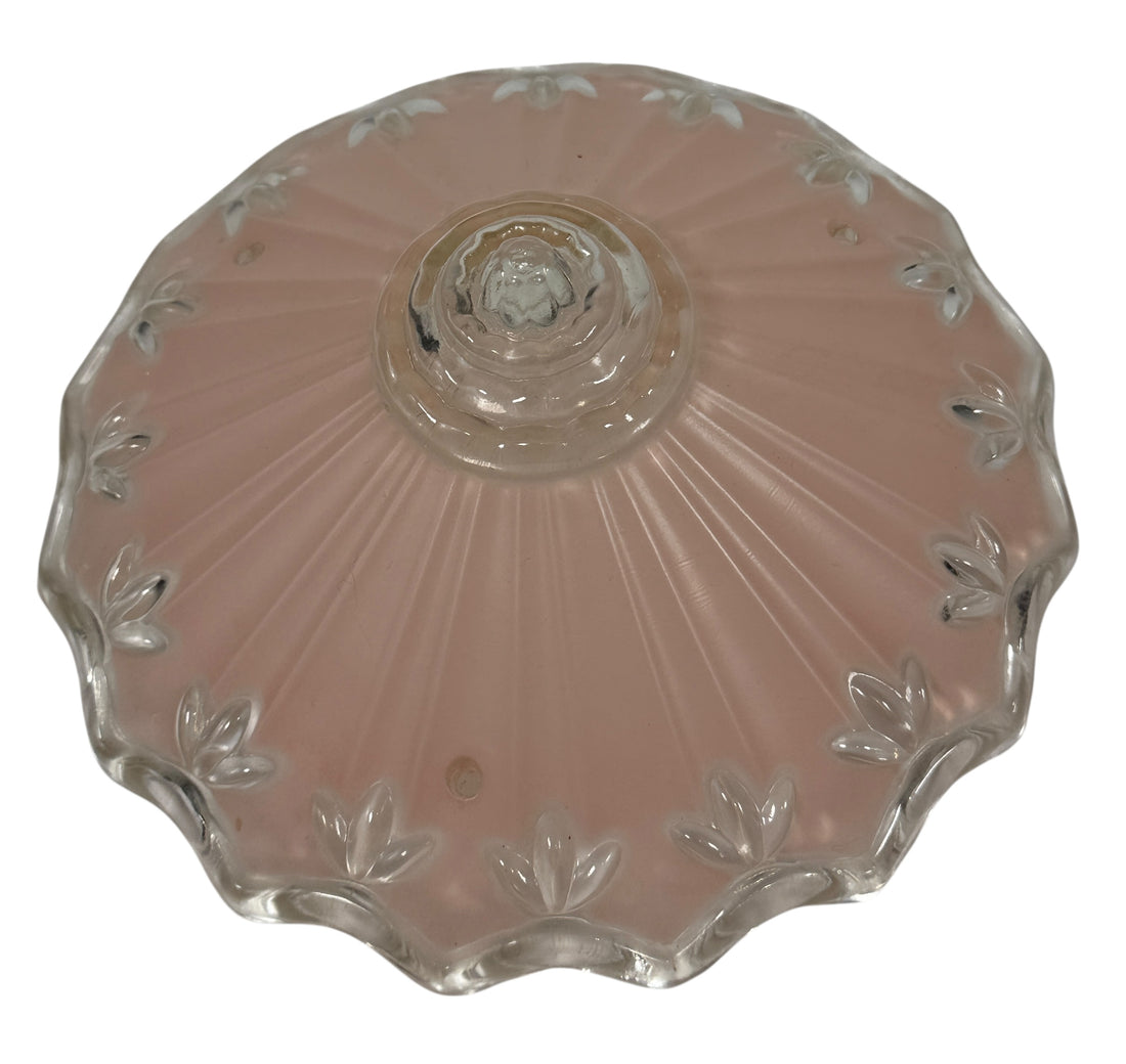 Abat-jour de plafond vintage en verre pressé – Motif pétales givrés et transparents – Luminaire à 3 chaînes (10 à 12 po)