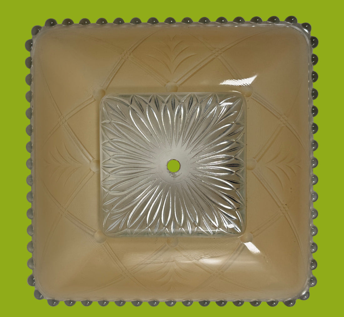 Mid-Century Frosted Glass Ceiling Shade – Beaded Edge