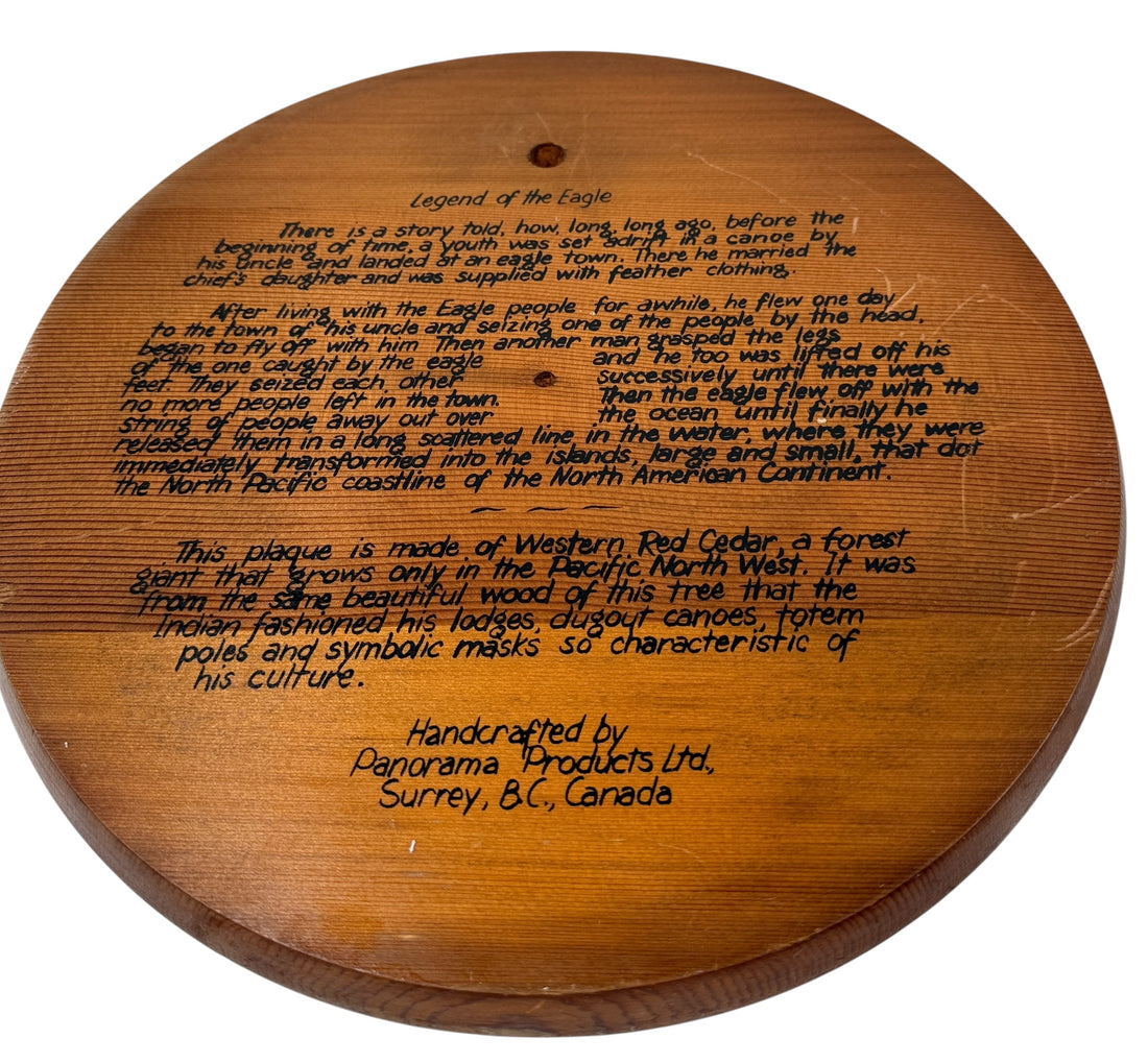 Plaque murale en cèdre « Légende de l'aigle » de Panorama Products – Surrey (C.-B.)