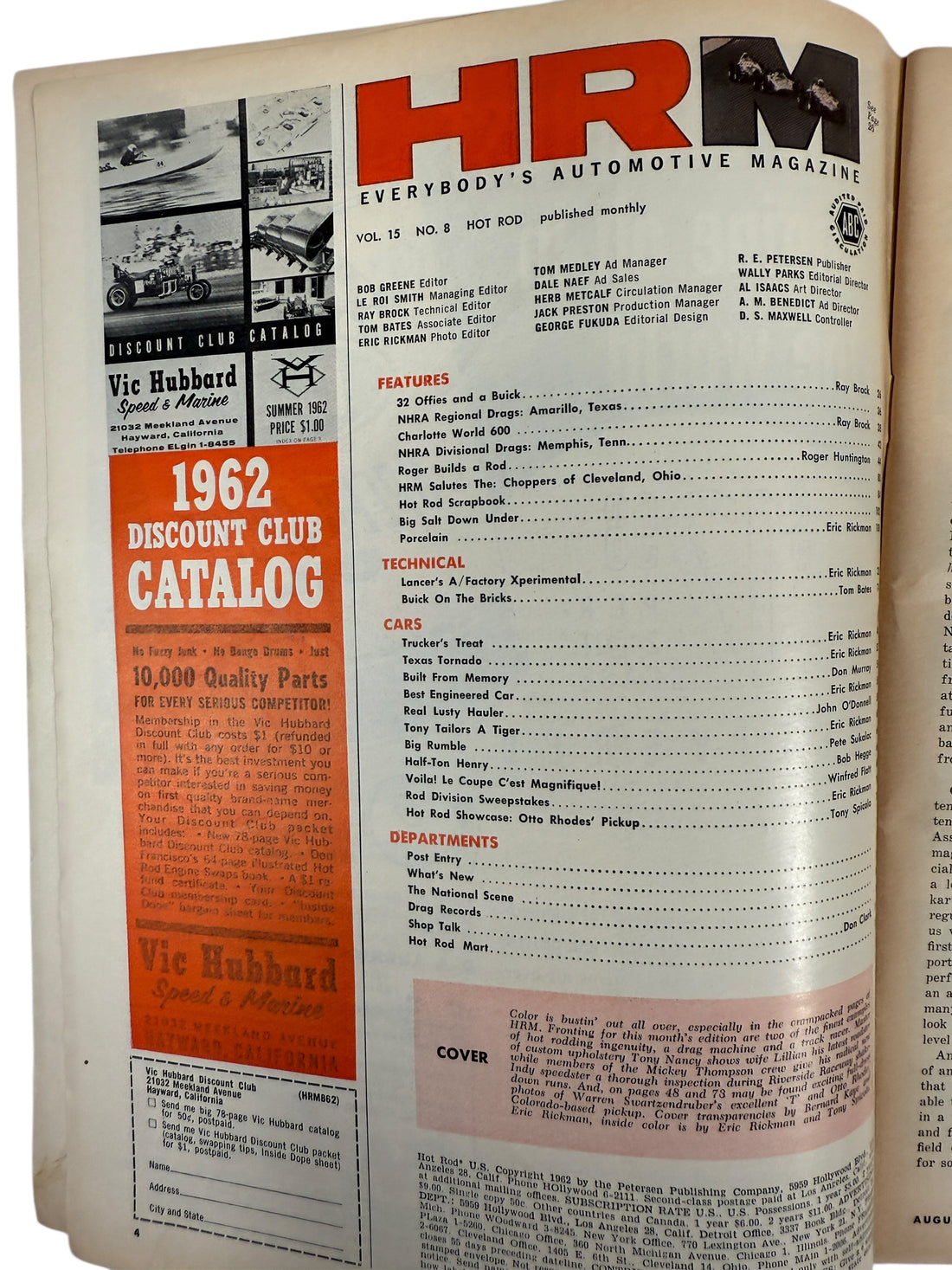 1962 Hot Rod Magazine Lot Aug & Oct – Tony Nancy Dragster & ’63 Corvette