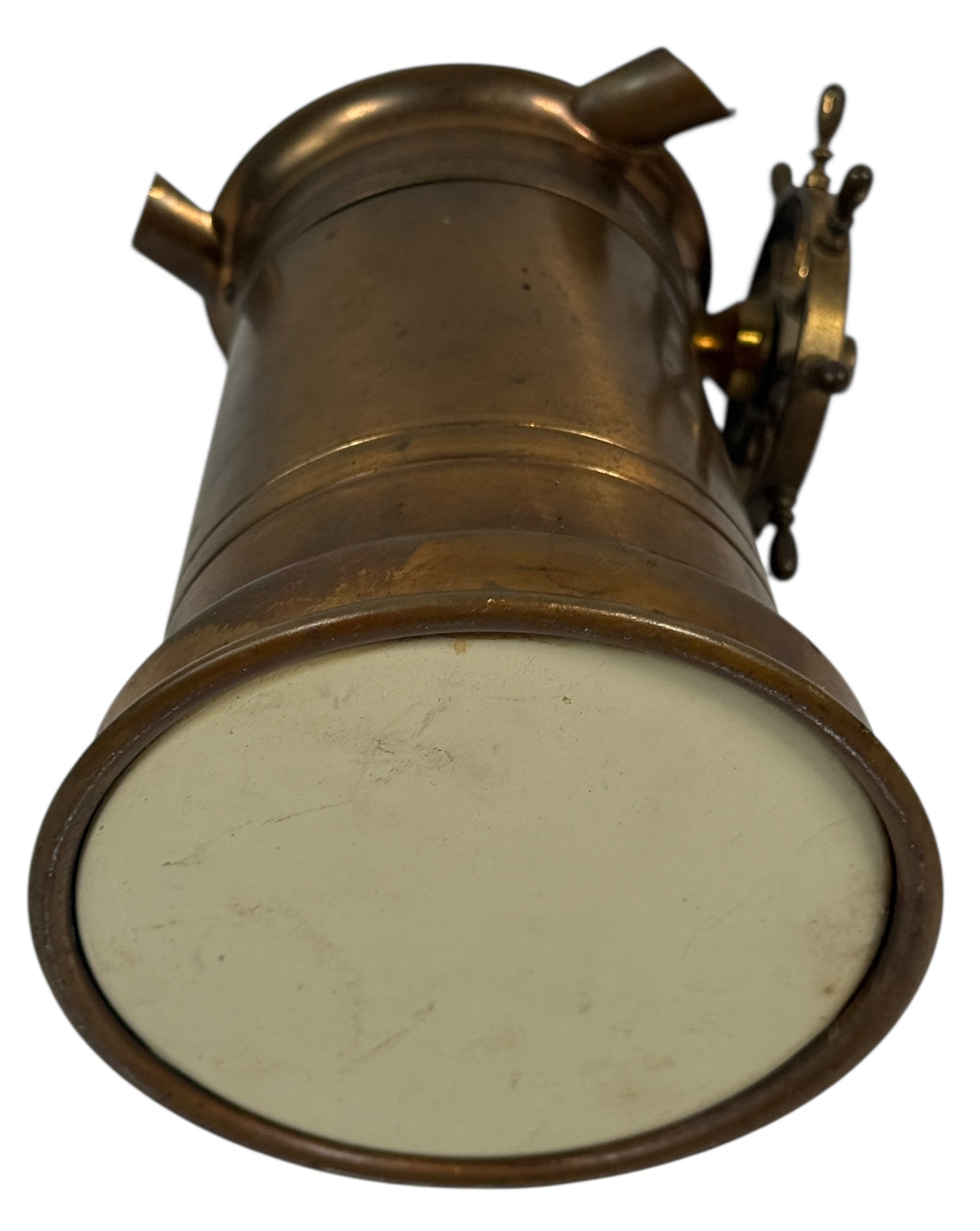 Cendrier vintage en laiton en forme de roue de bateau – Plateau rotatif nautique