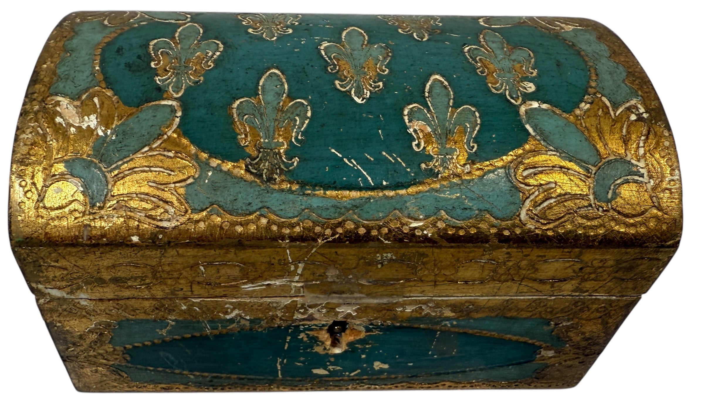 Vintage Florentine Gilt Wood Jewelry Box – “Le Lampade” Firenze – Original Key
