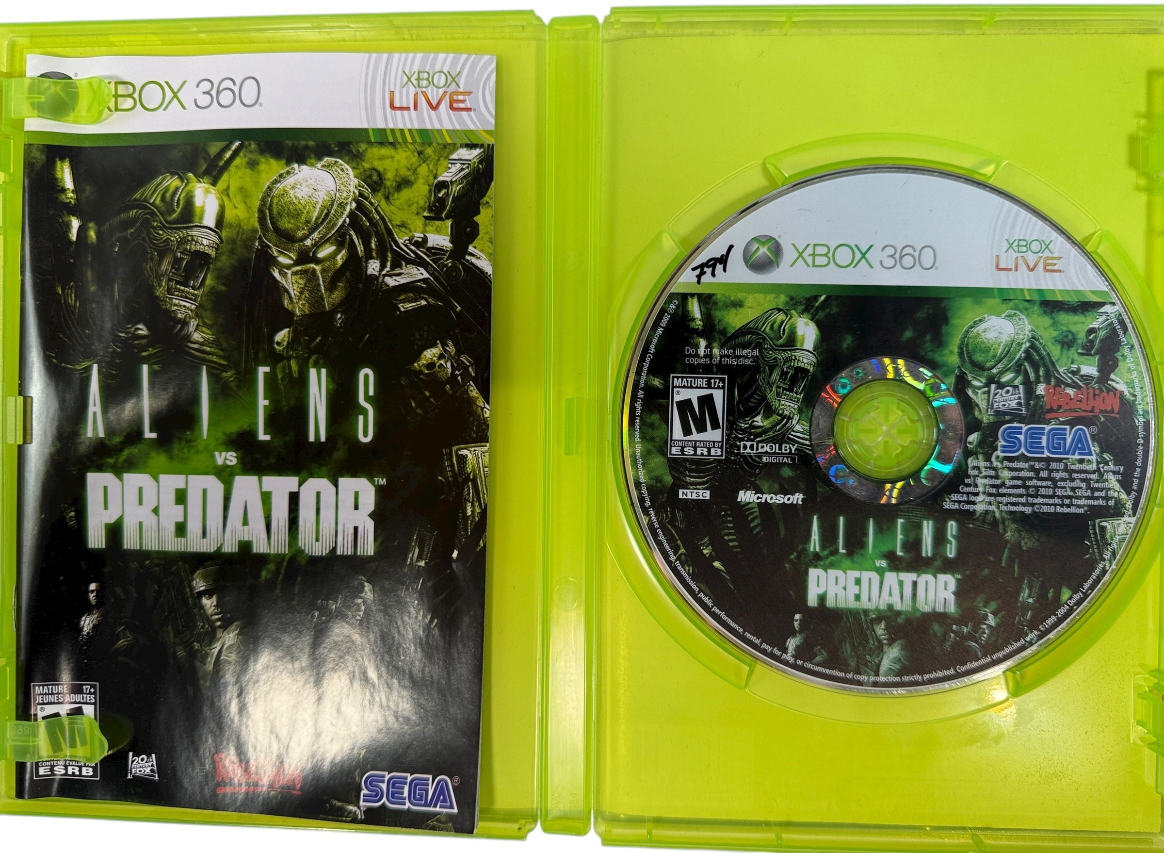 Aliens vs Predator Xbox 360 Complet dans sa boîte
