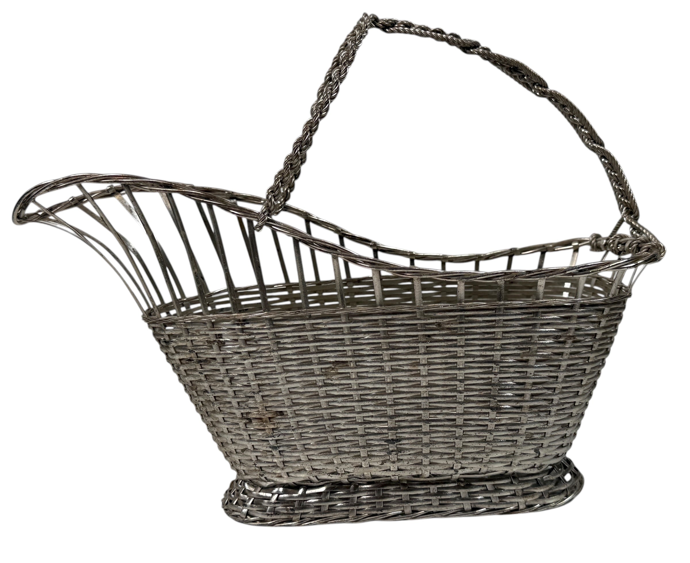 Vintage WA France Silver-Plated Wine Cradle – Hand-Woven