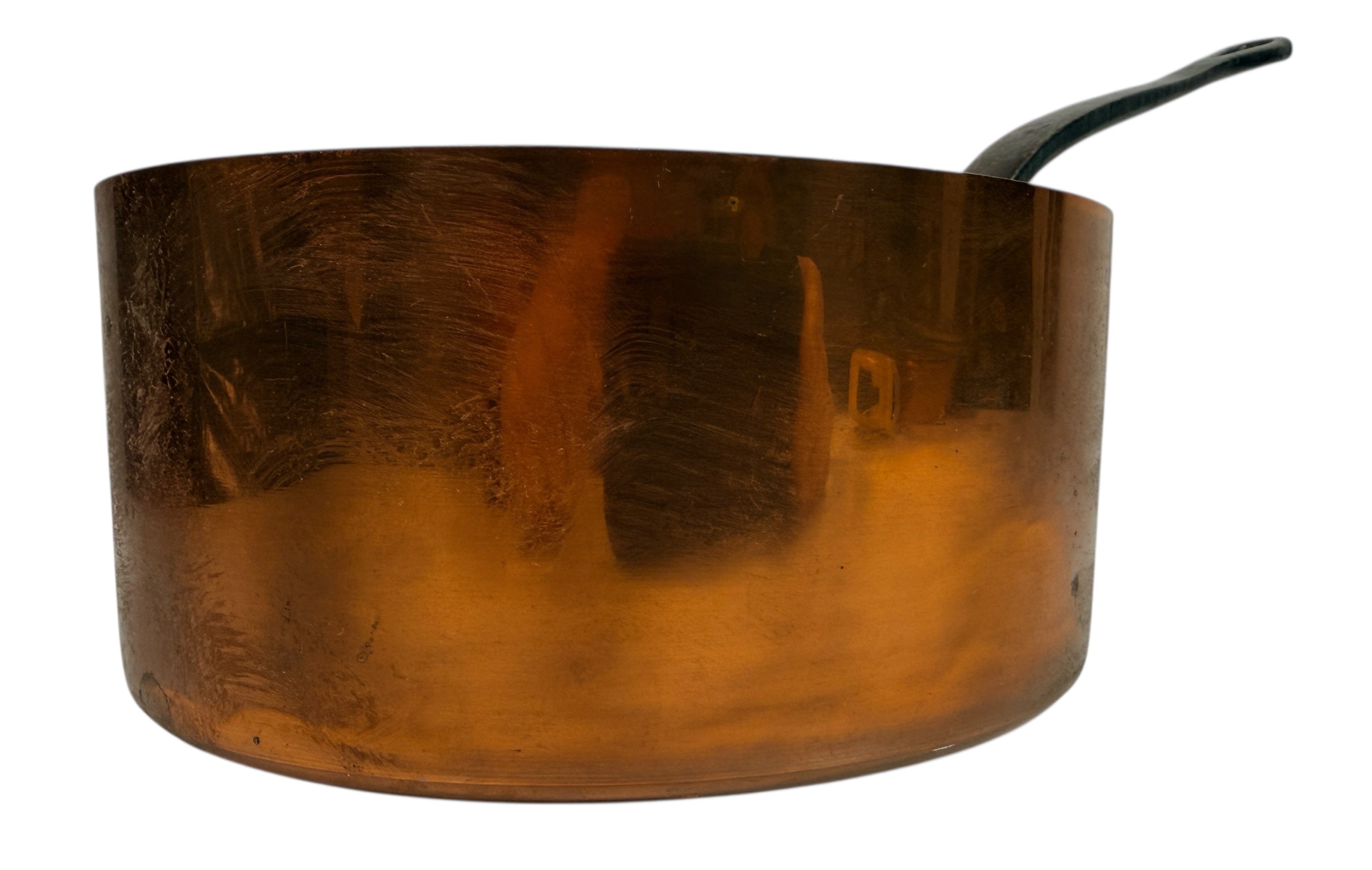 Casserole vintage en cuivre – Doublée d'étain avec poignée en fer (20 cm)