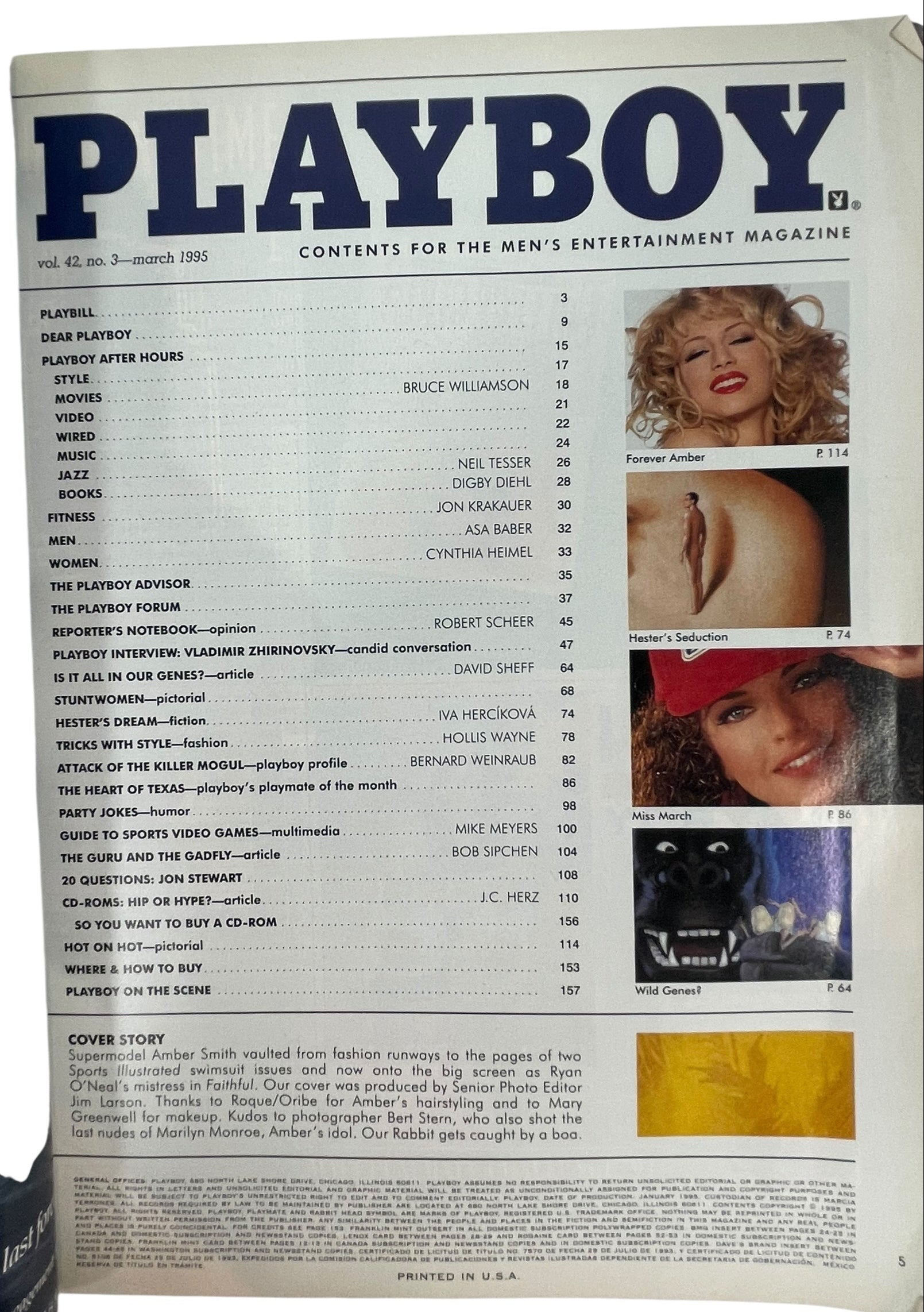 Vintage Glamour Magazine: Playboy March 1995 Supermodel Amber Smith