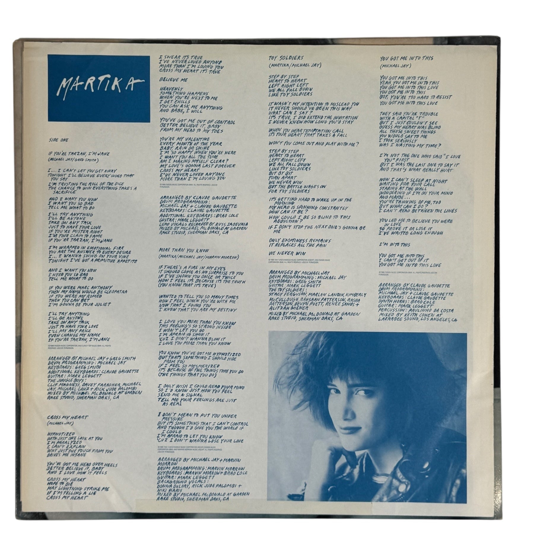 1988 Martika Debut LP – Toy Soldiers – Columbia C 44290 (Canada) Album: VG , G